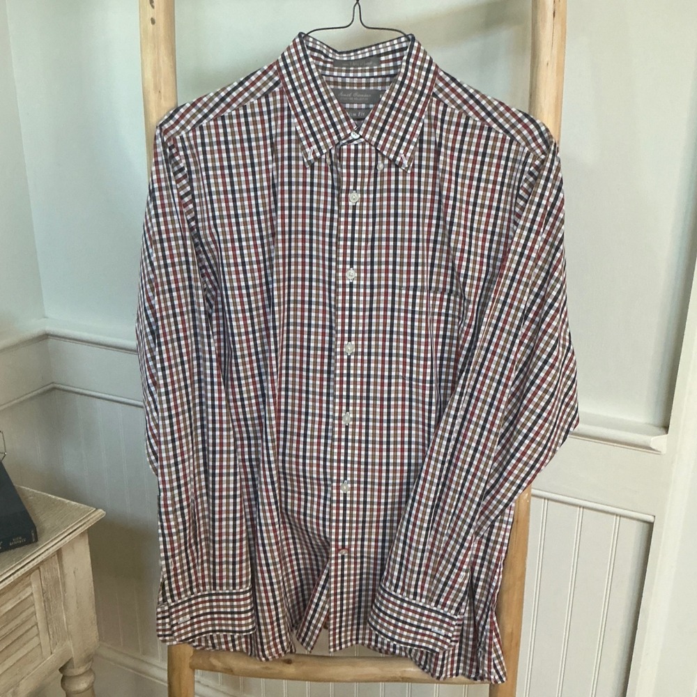 Daniel Cremieux Signature Collection Slim Fit Plaid Cotton Shirt Mens XL Multi